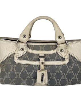 Celine Two-Tone Cream and Denim Shoulder Bag